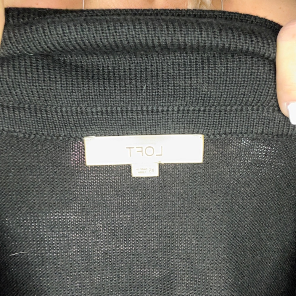 LOFT Off-Shoulder Foldover Black‎ Sweater - Picture 8 of 10